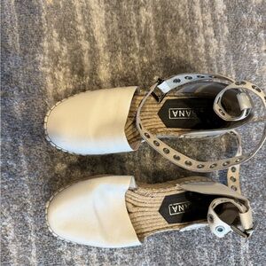 White Espadrille Sandals with Ankle Strap